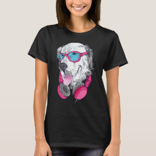Camiseta Lindo Golden Retriever Perro Hipster Con Gafas De