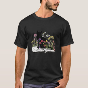 Camiseta Lindo Gusanito De Libro Flor Planta Gato Gatito Le