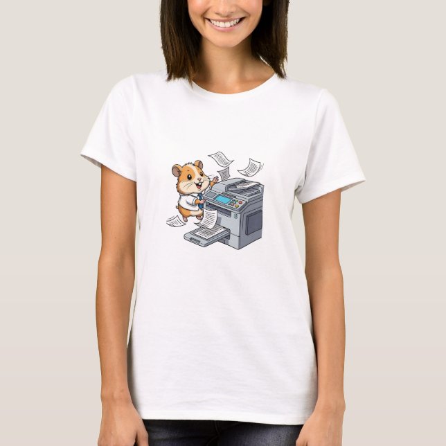 Camiseta Lindo hámster de negocios con corbata operando una (Anverso)