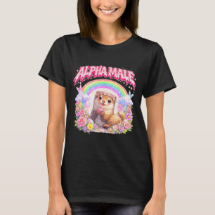 Camiseta Lindo hurón arcoíris floral divertido para hombres