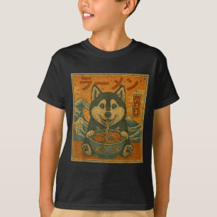 Camiseta Lindo Husky de Ramen Kawaii Japonés Fideos Husky E