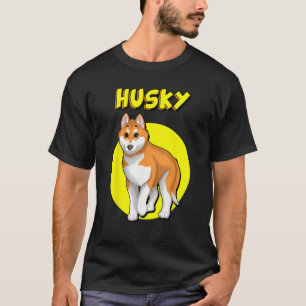 Camiseta Lindo Husky Siberiano Rojo y Blanco Ojos Marrones