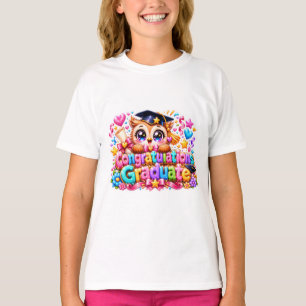 Camiseta Lindo Kawaii Felicitaciones Graduado Búho Pastel P