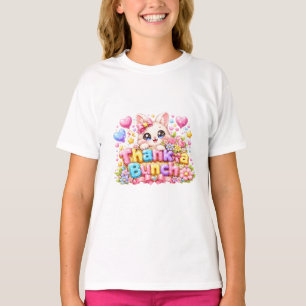 Camiseta Lindo Kawaii Gracias un Montón Nombre de Gato Rosa