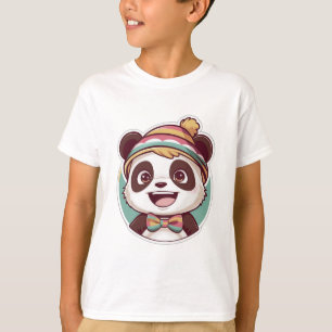 Camiseta lindo kawaii sonriendo panda