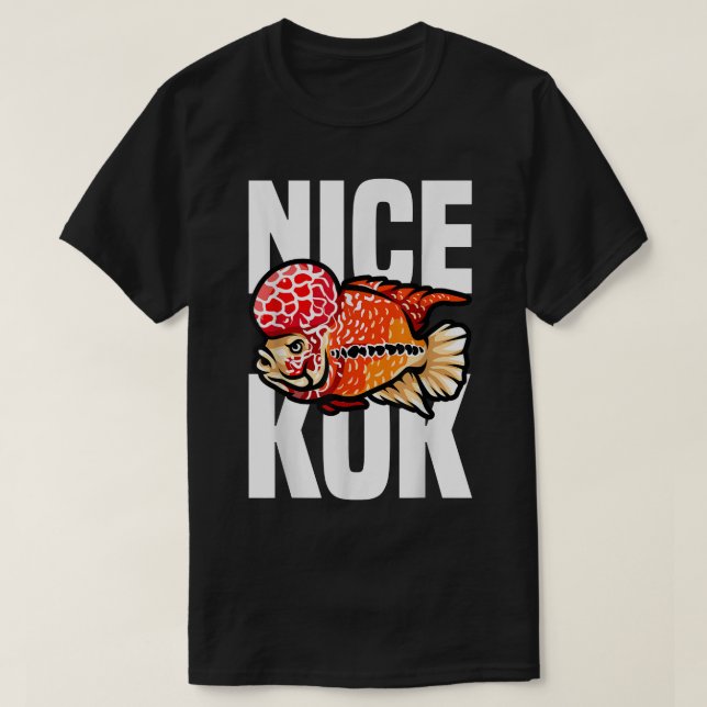 Camiseta Lindo Kok Funny Flowerhorn Cichlid Dueño de Peces (Diseño del anverso)