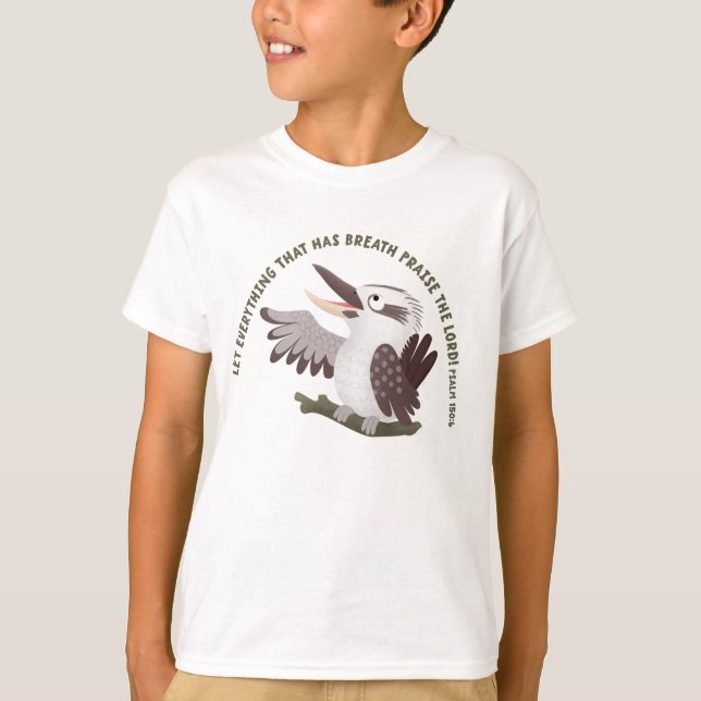 Camiseta Lindo kookaburra alaba al Señor versículo de la bi (Anverso)