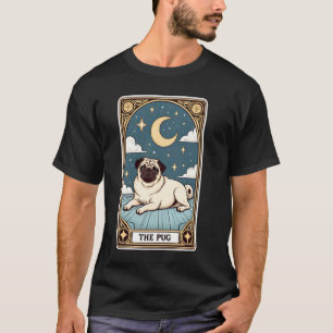 Camiseta Lindo La carta del tarot del Pug Luna Hombres Muje