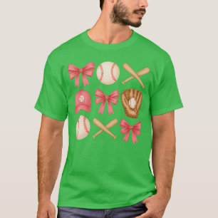 Camiseta Lindo lazo de béisbol rosa niña fanática deportiva
