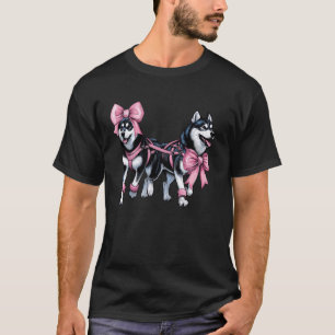 Camiseta Lindo lazo de coqueta divertida trineo perro husky