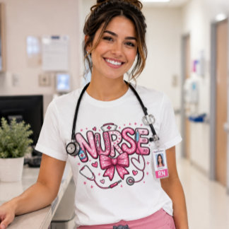 Camiseta Lindo lazo de enfermera rosa - Enfermería y médico