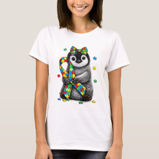Camiseta Lindo lazo de rompecabezas de pingüino de concient