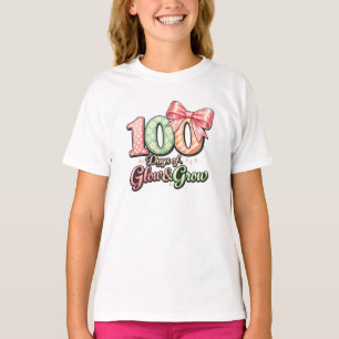 Camiseta Lindo lazo floral de 100 días de escuela Brilla y 