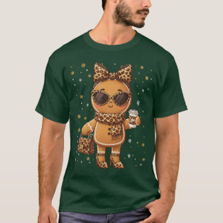 Camiseta Lindo Leopardo de Pan de Jengibre Navidad Xmas Chi