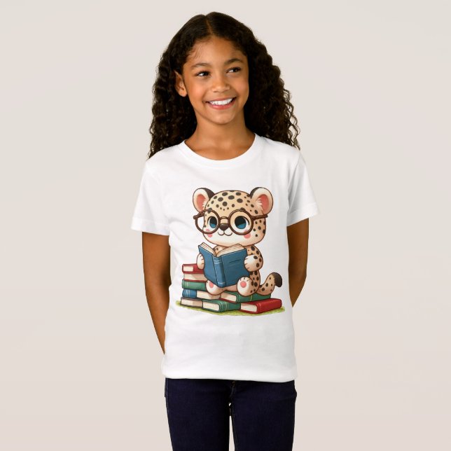 Camiseta Lindo leopardo leyendo (Anverso completo)