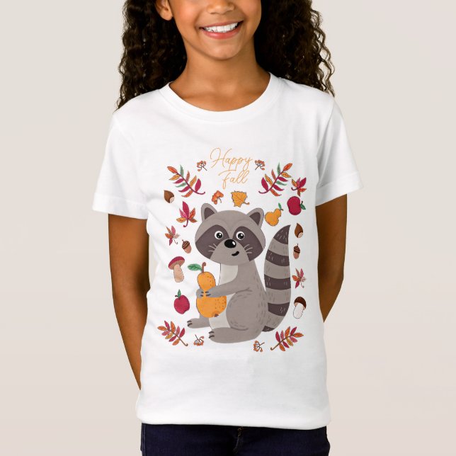 Camiseta Lindo mapache de otoño con texto personalizado (Anverso)