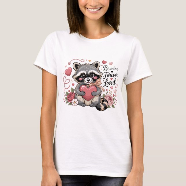 Camiseta Lindo Mapache de San Valentín Sé Mío Por Siempre A (Anverso)