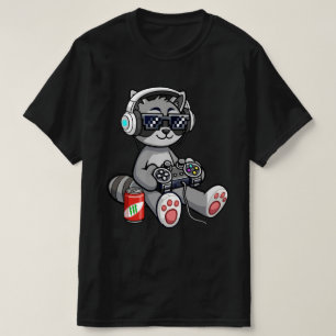 Camiseta Lindo mapache jugador de niños, transmisor, videoj