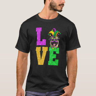 Camiseta Lindo Me encanta el perro pug de Mardi Gras