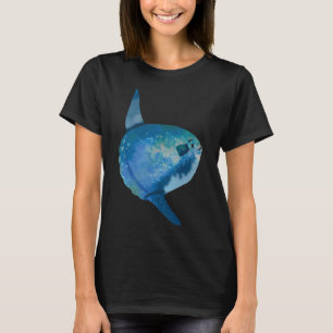 Camiseta Lindo Mola Mola Pez Luna en Acuarela - Azul