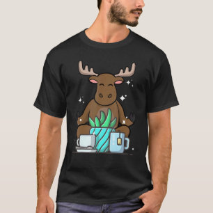 Camiseta Lindo Namaste Alce Hace Yoga Jardinería Café