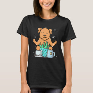 Camiseta Lindo Namaste Perro Hace Yoga Jardinería Café