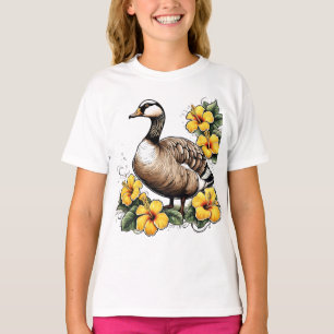 Camiseta Lindo Nene Ganso Hawaiano Con Hibisco Amarillo