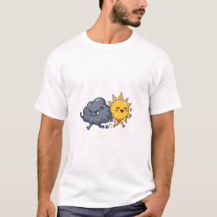 Camiseta Lindo Nube Gris de Lluvia Enojada Persiguiendo Fel