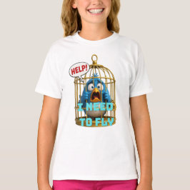 Camiseta Lindo pájaro en una jaula Libertad y animal