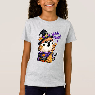 Camiseta Lindo pájaro gorrión Chibi de Halloween Bruja Por