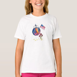 Camiseta Lindo pájaro patriótico caprichoso con bandera