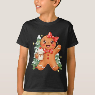 Camiseta Lindo pan de jengibre Navidad Nieve Navidad Para H