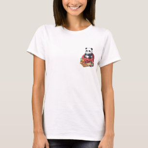 Camiseta Lindo Panda de Dibujos Animados Jugador Jugando en
