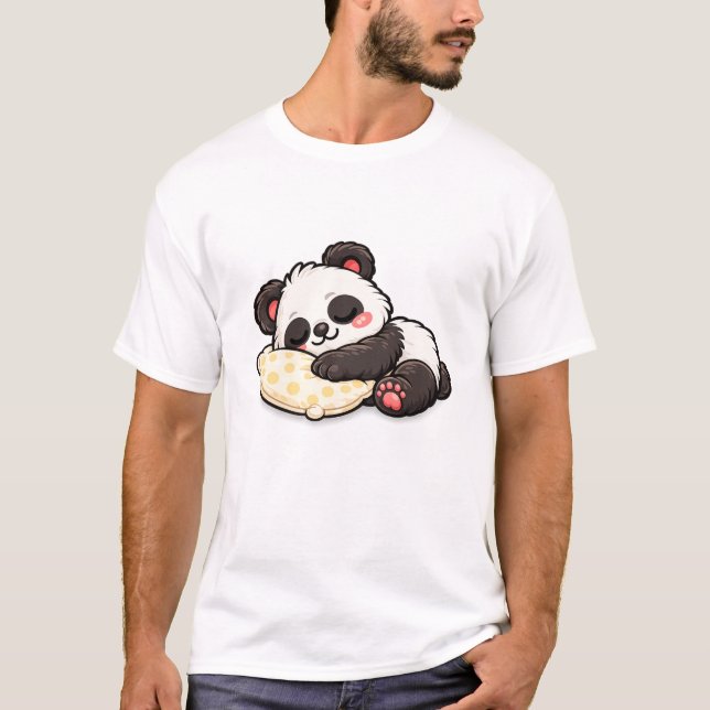 Camiseta Lindo Panda Durmiendo con Almohada (Anverso)