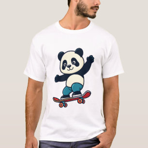 Camiseta Lindo Panda Montando Patineta Mascota Animal de Di