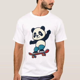 Camiseta Lindo Panda Montando Patineta Mascota Animal de Di