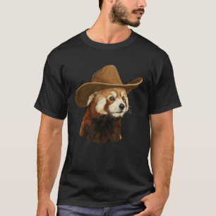 Camiseta Lindo Panda Rojo con Sombrero de Vaquero