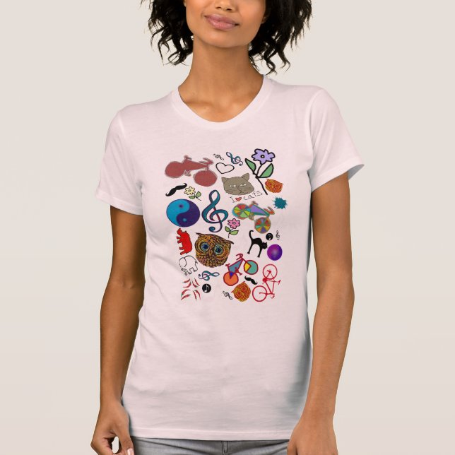 Camiseta lindo patrón de color de chica (Anverso)