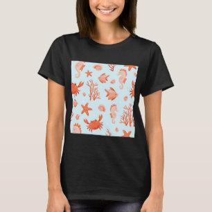 Camiseta Lindo patrón submarino con animales marinos, cangr