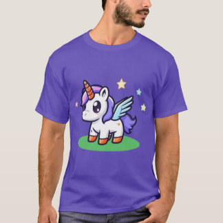 Camiseta Lindo pequeño unicornio de dibujos animados con al