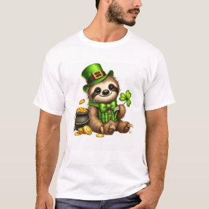 Camiseta Lindo Perezoso Duende Día de San Patricio Chicos C