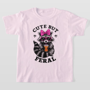 Camiseta Lindo Pero Feral Divertido Mapache Colorido Con Ga
