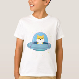 Camiseta lindo perro alienígena volando salsa alienígena