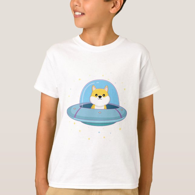 Camiseta lindo perro alienígena volando salsa alienígena (Anverso)