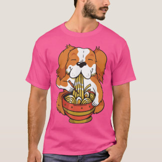 Camiseta Lindo perro anime alimenta sopa de ramen con fideo