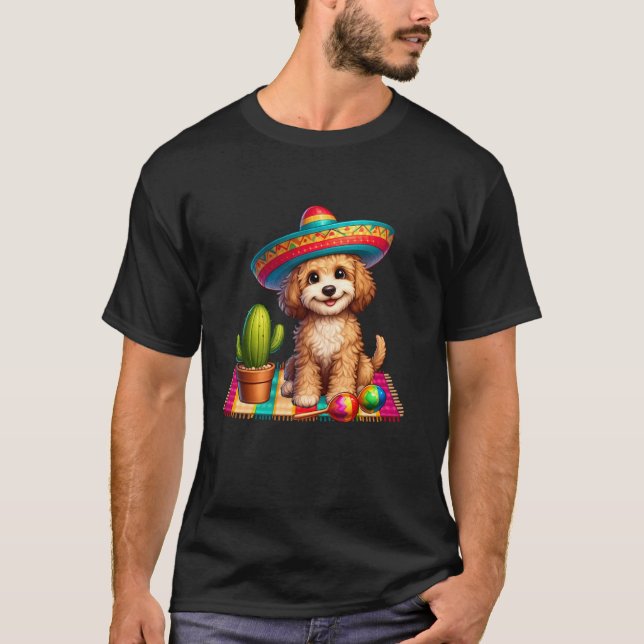 Camiseta Lindo perro Cockapoo Cinco De Mayo Sombrero Cactus (Anverso)