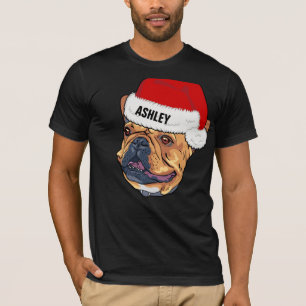 Camiseta Lindo perro con sombrero de Navidad Boston Terrier