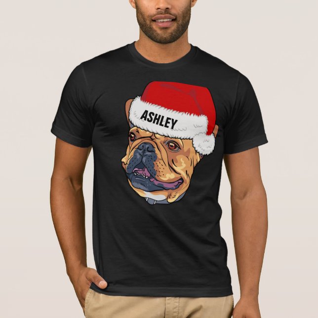 Camiseta Lindo perro con sombrero de Navidad Boston Terrier (Anverso)