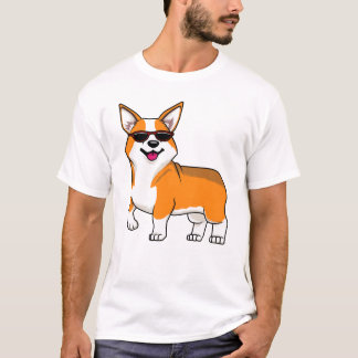 Camiseta Lindo perro Corgi con gafas de sol