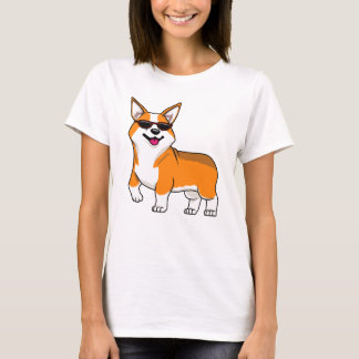 Camiseta Lindo perro Corgi con gafas de sol